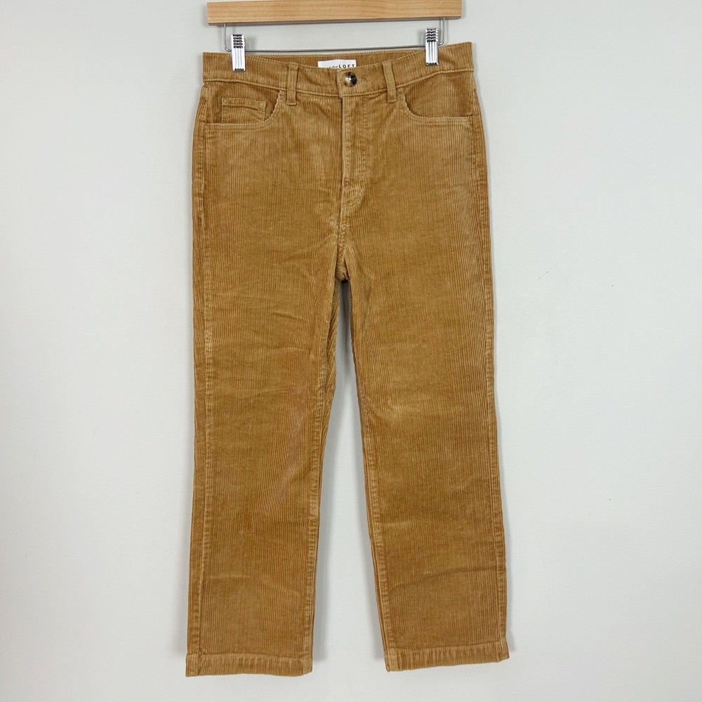 Loft Corduroy Pants Tan Camel Cropped Straight Leg Women's Size 6/28